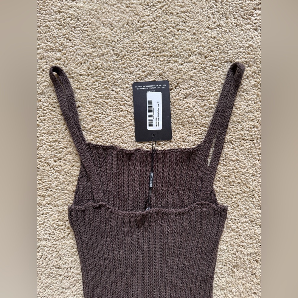 NWT - PrettyLittleThing - Chocolate Brown Knitted Bodycon Dress - US 6 | UK 10 - Picture 5 of 7